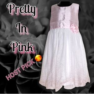 Marmellata Classics Pink Chiffon Silver Sparkle Easter Sunday Dress Rose Buttons